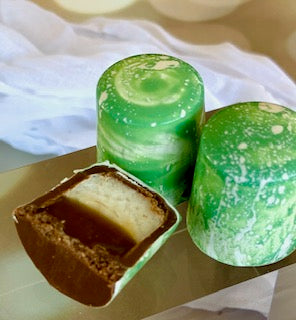 Vanilla Bean Marshmallow and Salted Caramel filled Milk Chocolate Bonbon